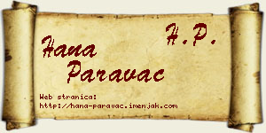 Hana Paravac vizit kartica